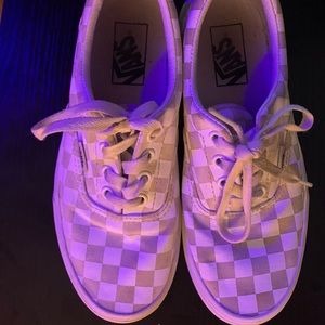 Women’s/Men’s Vans White And Grey Checkered